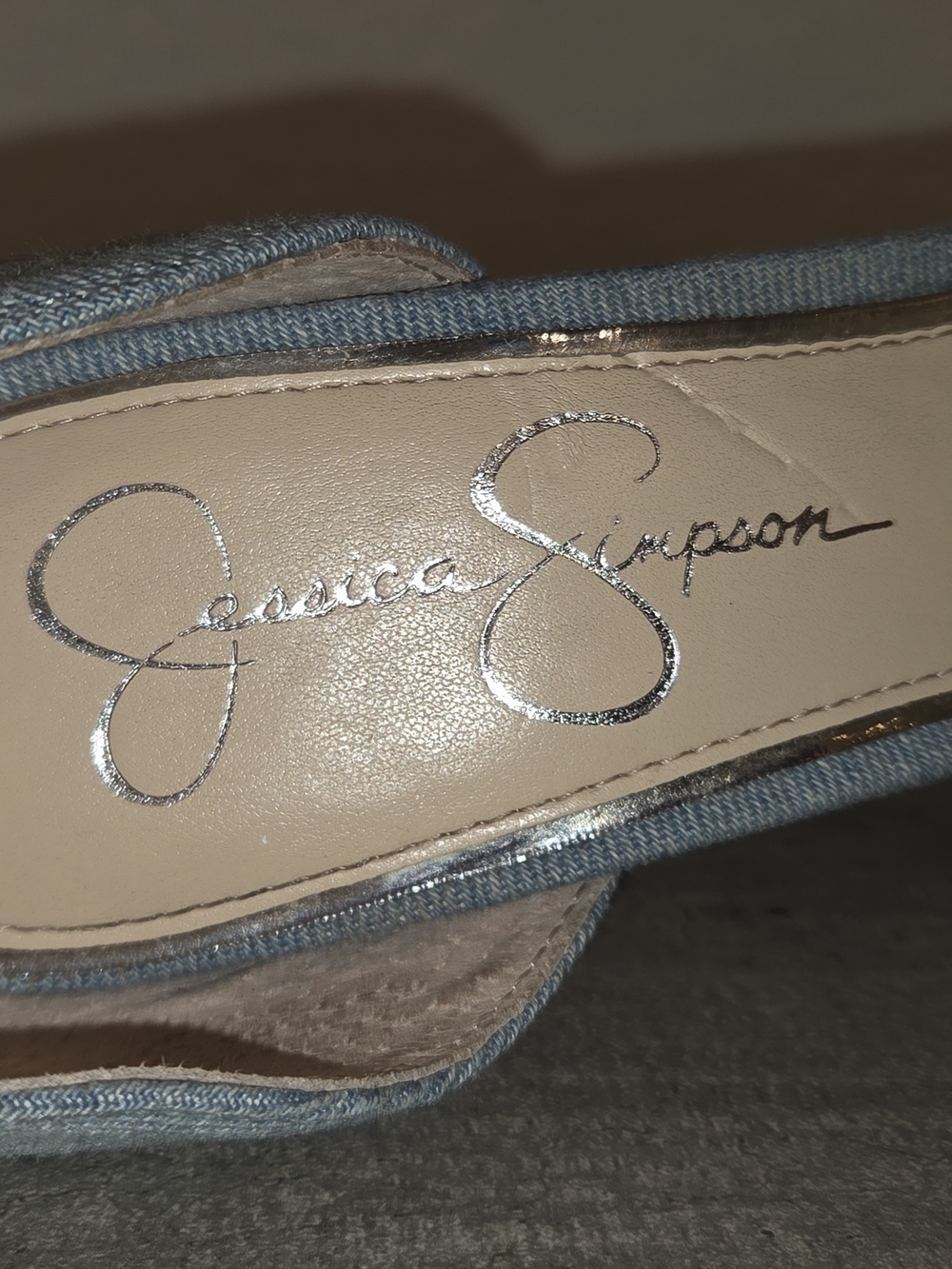 Jessica Simpson Light Blue Denim Platform Heels with Ankle Strap - Picture 4 of 7